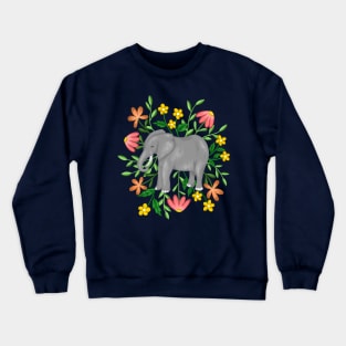 Floral Elephant Crewneck Sweatshirt